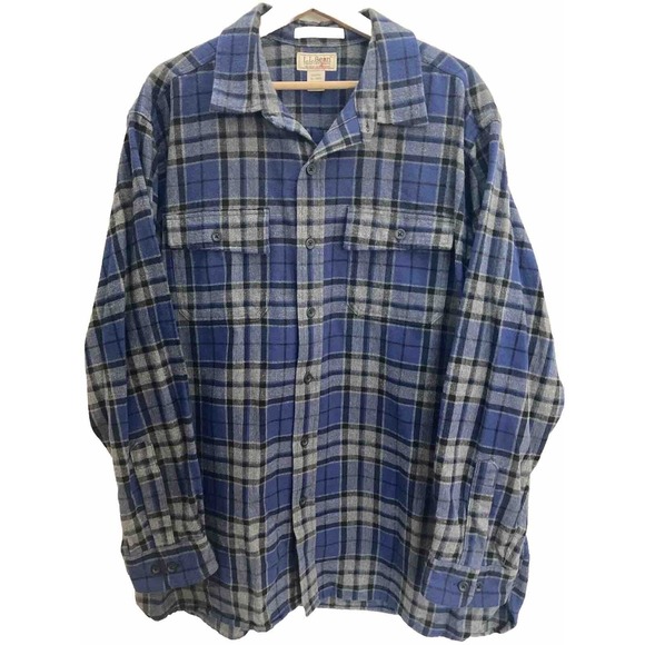 L.L. Bean Other - LL Bean Traditional Fit Chamois Cloth Plaid Flannel Shirt Mens XL Blue Button Up
